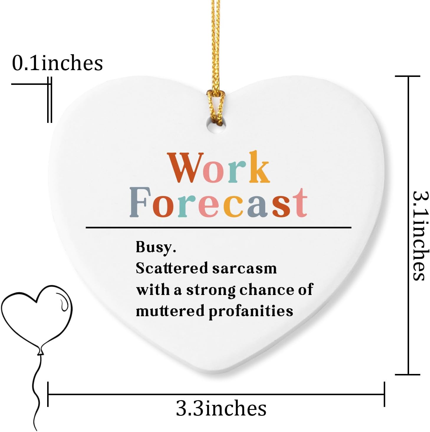 Inspirational Gifts for Women Thank You Appreciation Gifts for Social Worker Coworker Teacher Manager Employee Administrative Professional Day Christmas Ceramic Heart Ornament - Image 2