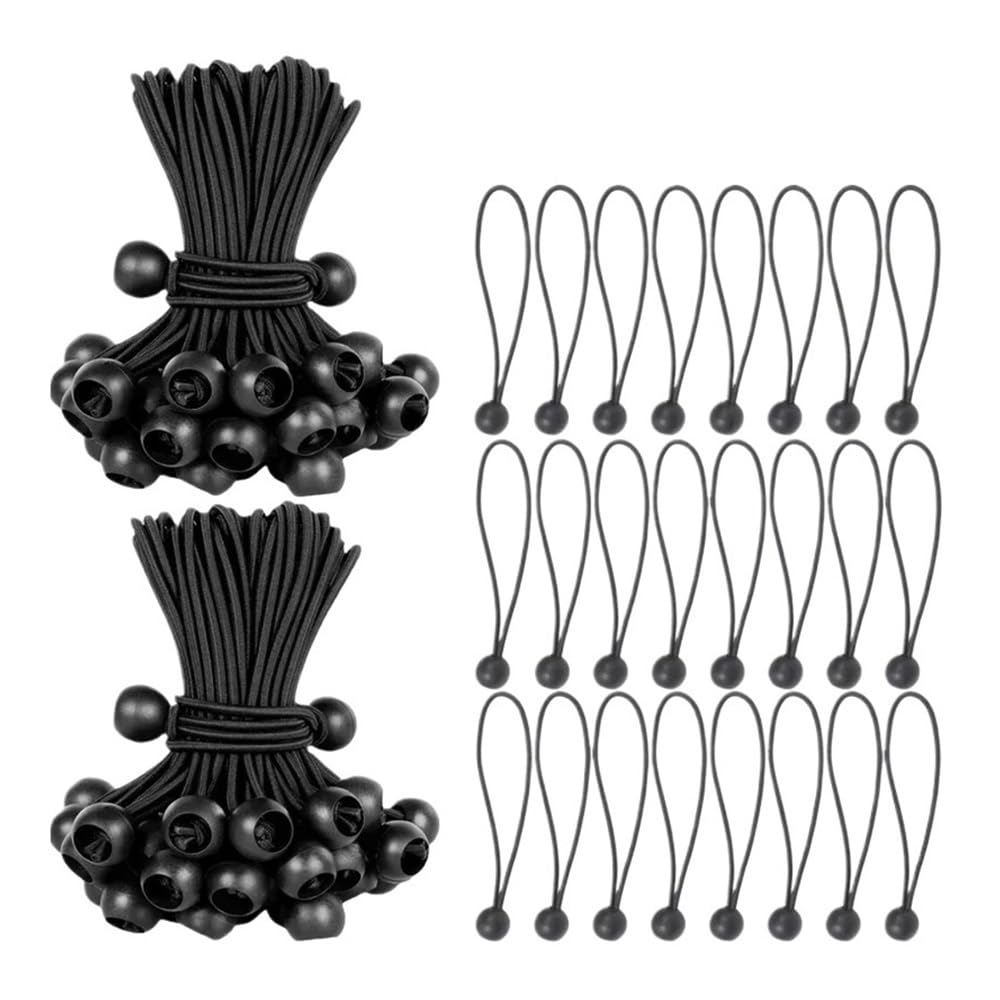 Shungong 50pcs Heavy Duty Ball End Bungee Cords For Tent Tarp Awning Tie Down(50pcs-15cm)