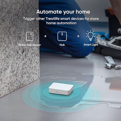 Miniatura 4 de TREATLIFE Detector inteligente de fugas de agua, paquete de 4 y kits de concentrador Zigbee, alarma con sensor de agua compatible con Alexa y Google