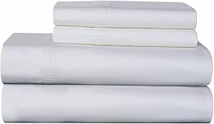 Karen Neubuerger 610 Thread Count 100-Percent Pima Cotton Deep Pocket Luxury Queen Sheet Set, White