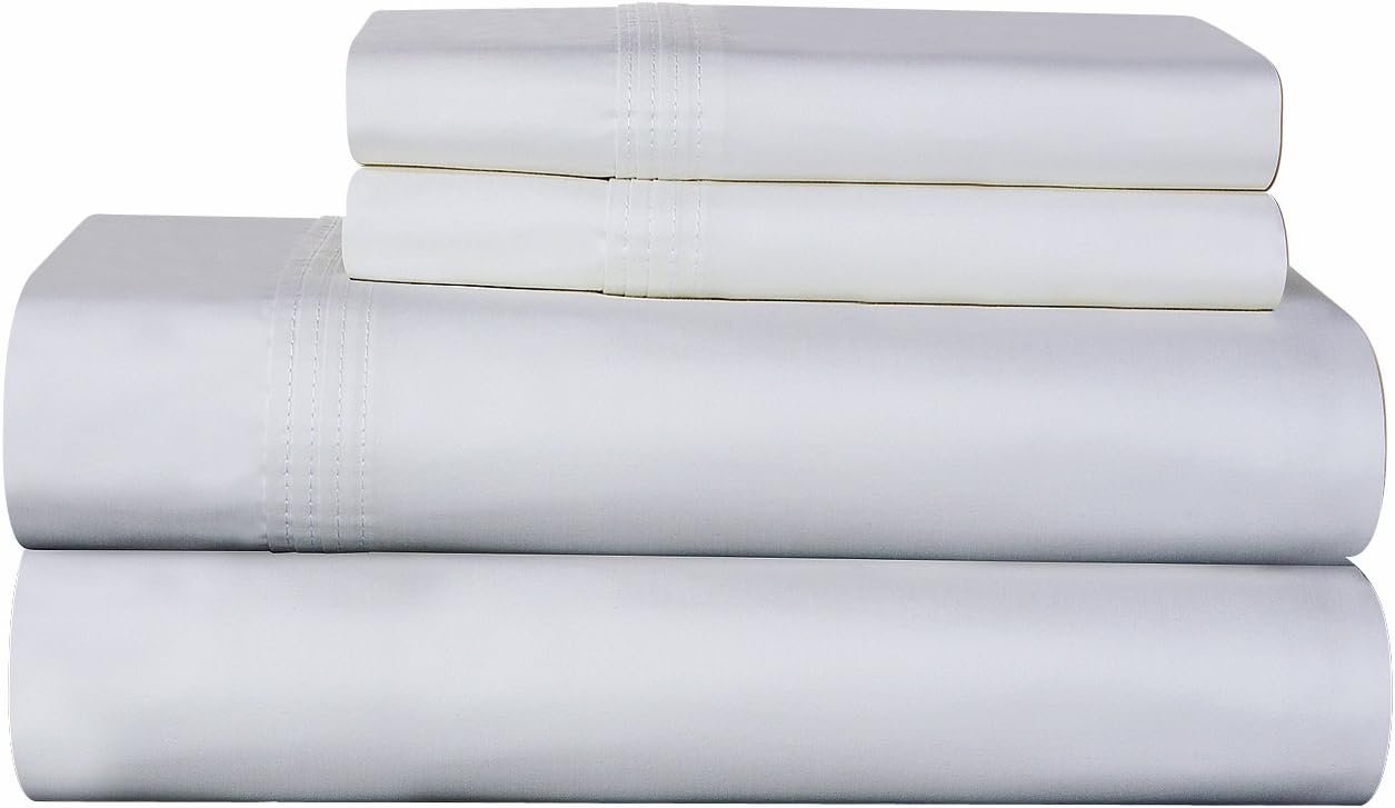Karen Neubuerger 610 Thread Count 100-Percent Pima Cotton Deep Pocket Luxury King Sheet Set, White
