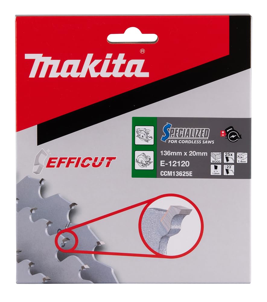 Makita E-12108 Lame de scie à efficut TCT 136 x 20 x 25 dents, noir