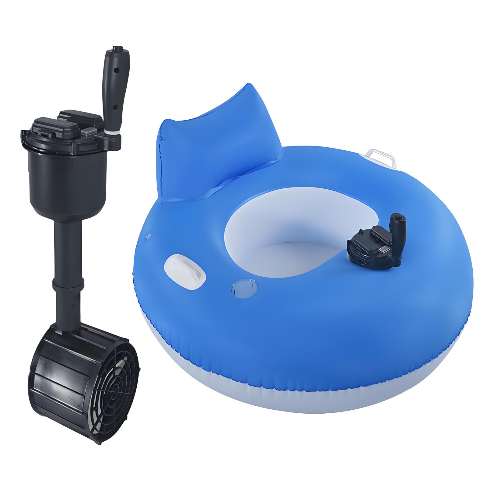 Lpoxuru Motorized Floatie for Adults, Inflatable Motorized Pool Float with Steering Control & Comfortable Backrest &Cup Holder,Electric Float for Pool Summer Relaxation
