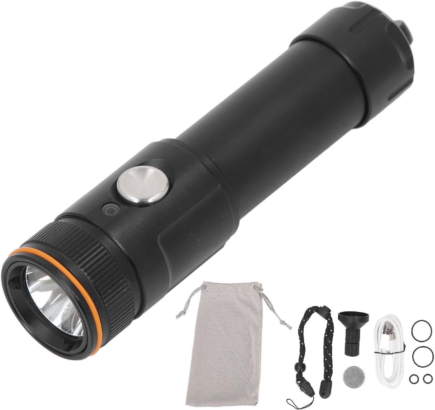 Super Bright 5000LM Dive Flashlight, IP68 Water Rechargeable Underwater Torch for Diving, Boating, Snorkeling with Storage Bag