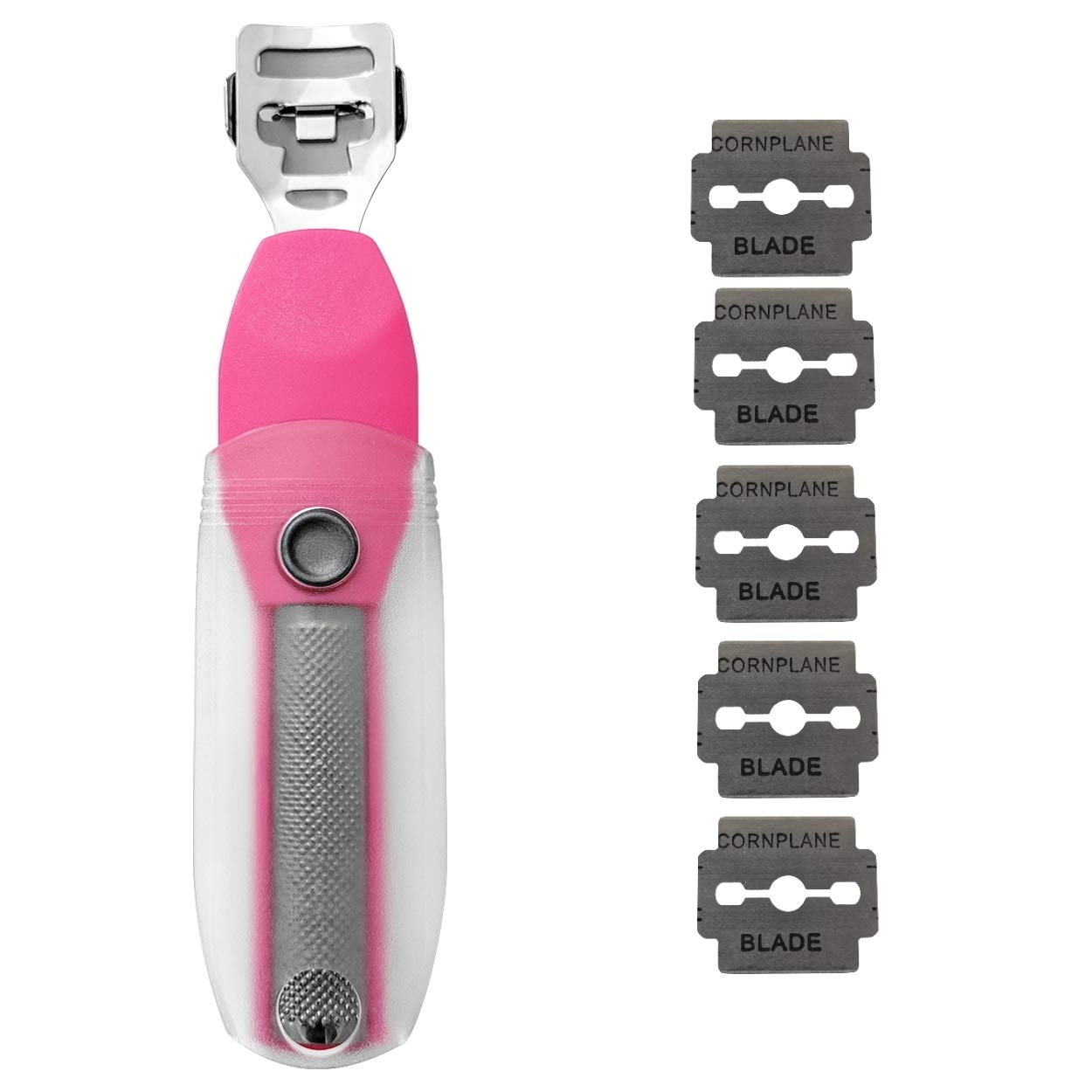 Callus Shaver Rasp for Feet - 2-in-1 Foot Spa Tool for Cracked Rough Heels - Dry Skin Remover - Stainless Steel, Rust-Resistant - Professional Pedicure Tool With 5 Refill Blades