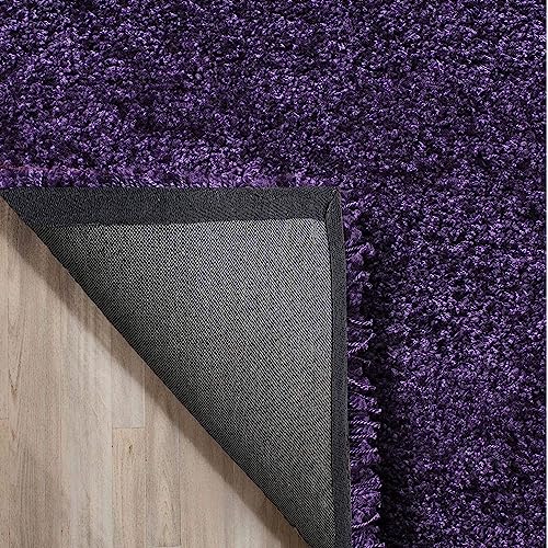 Image of Solid Fluffy Rugs and Carpet for Hall and Drawing Room 5x5 Square Purple Color