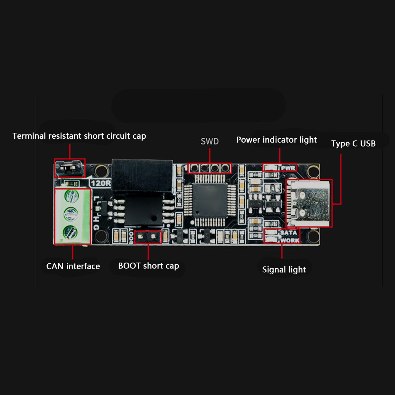 CAN-Analysatormodul, USB-zu-CAN-Analysator, 170 MHz MKS CANable V2.0 Pro-Modul, USB-zu-PCAN-Konvertermodul, STM32G431C8T6-Mikroprozessor