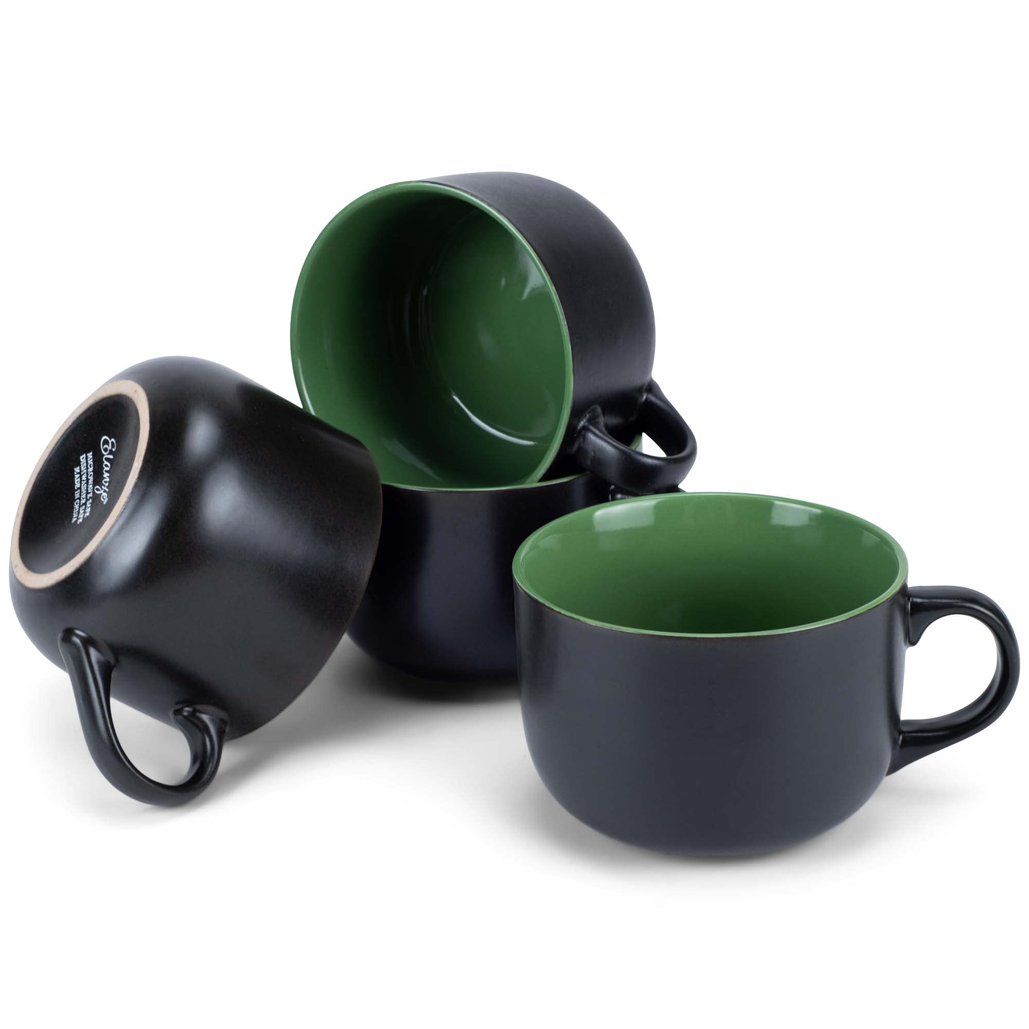 Elanze Designs Kolorowe Pop Green 680 ml błyszczące ceramiczne kubki Jumbo zestaw 4 szt