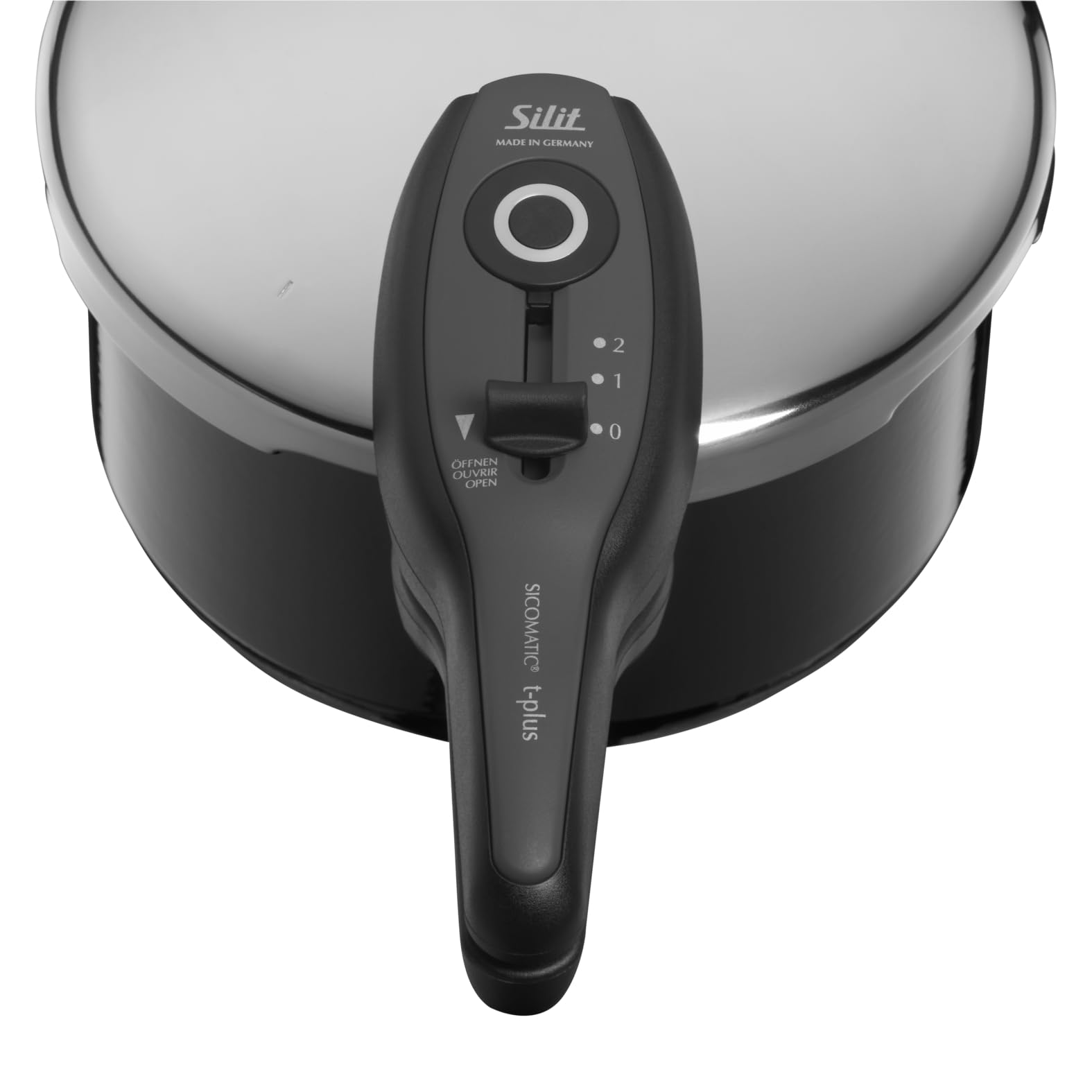 Silit Sicomatic t-plus Schnellkochtopf Set 2-teilig 4,5l + 3,0l, Schnelltopf 22 cm, Silargan Funktionskeramik, Induktion, 3 Kochstufen, Einhand-Kochstufenregler, schwarz