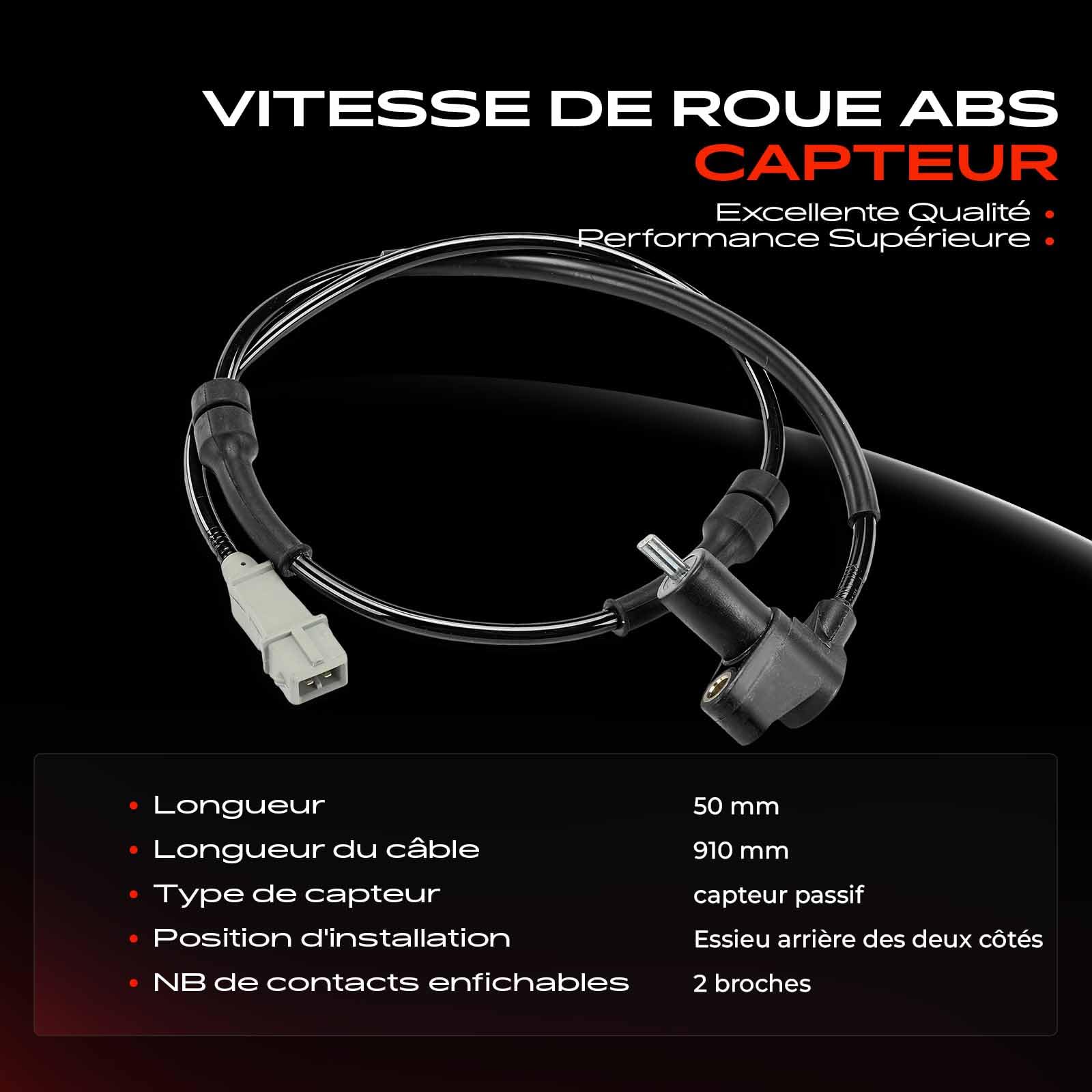 Frankberg Capteur de vitesse de roue ABS 2 broches pour essieu arrière | Compatible avec: