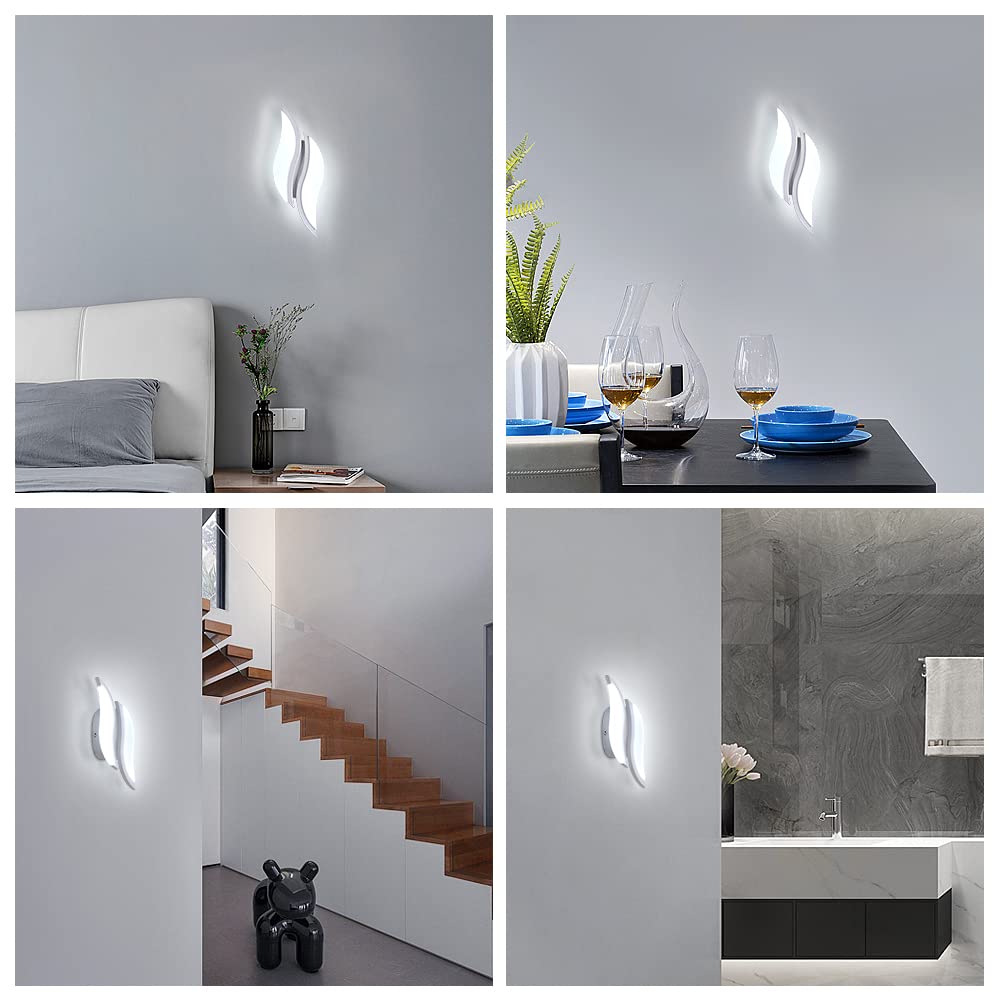 Goeco Applique Murale Intérieure LED, Moderne Lampe Murale 12W 1350LM, Éclairage Acrylique Luminaire Mural pour Salon Chambre Escalier, 6500K lumière blanche froide