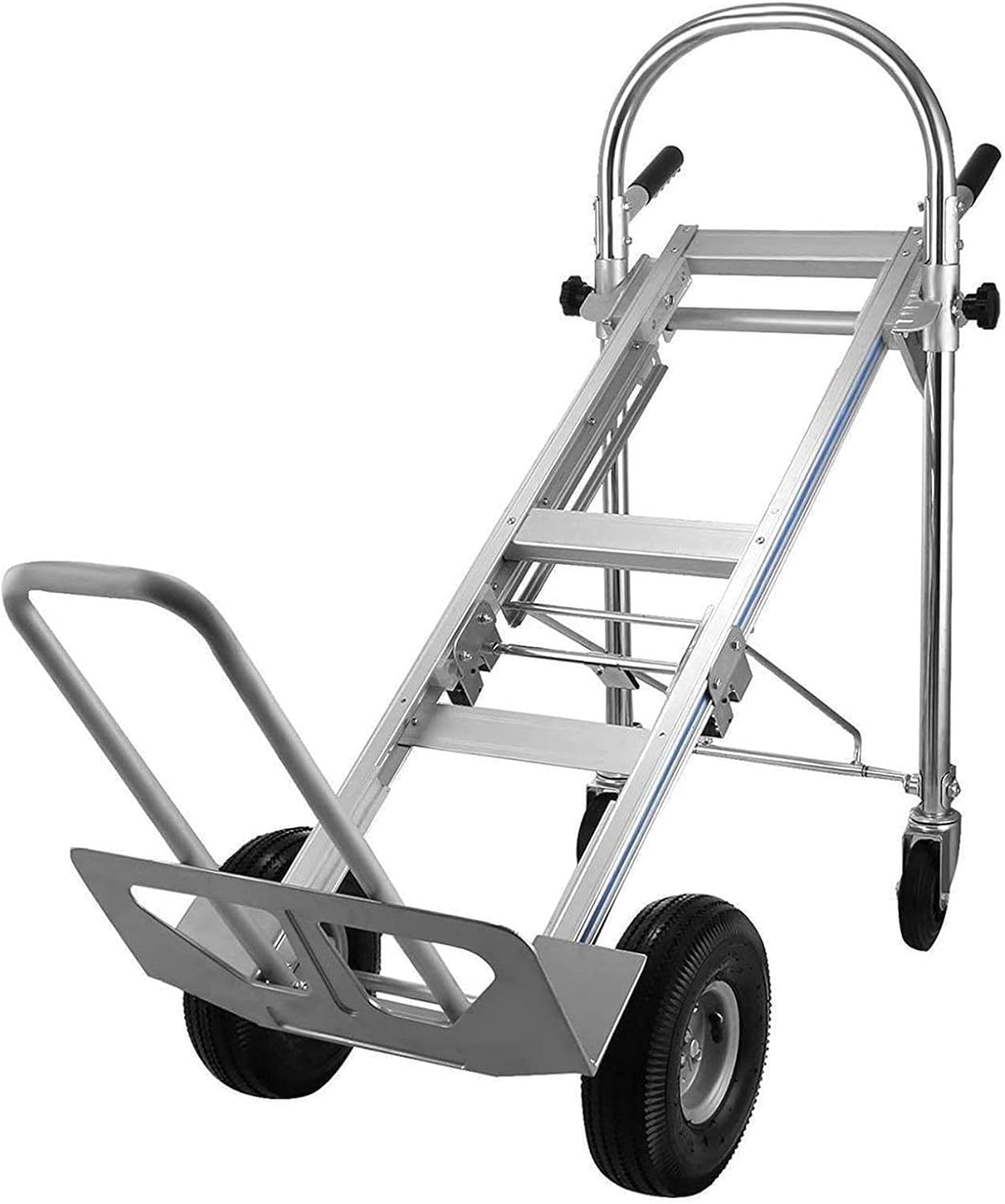 TREPPE Carrello pieghevole 3 in 1 in alluminio ultra resistente - (2 ruote: 200 kg, 4 ruote: 250 kg), ruote robuste senza forature, piattaforma e carrello a mano convertibili