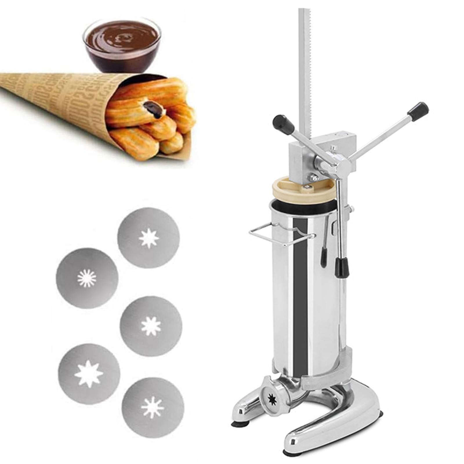 Machine à churros avec 5 moules – Remplissage de churros commercial pour restaurants, boulangeries et usage domestique – Idéal pour de délicieux churros fraîchement préparés