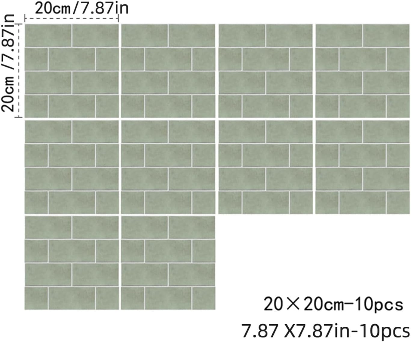 Vinyl Square Wall Tile Sticker,Stick Kitchen Backsplash Waterproof Tile Decals for Home Bathroom Self-Adhesive Peel&Stick PVC Floor Sticker-7.78"x7.87" in