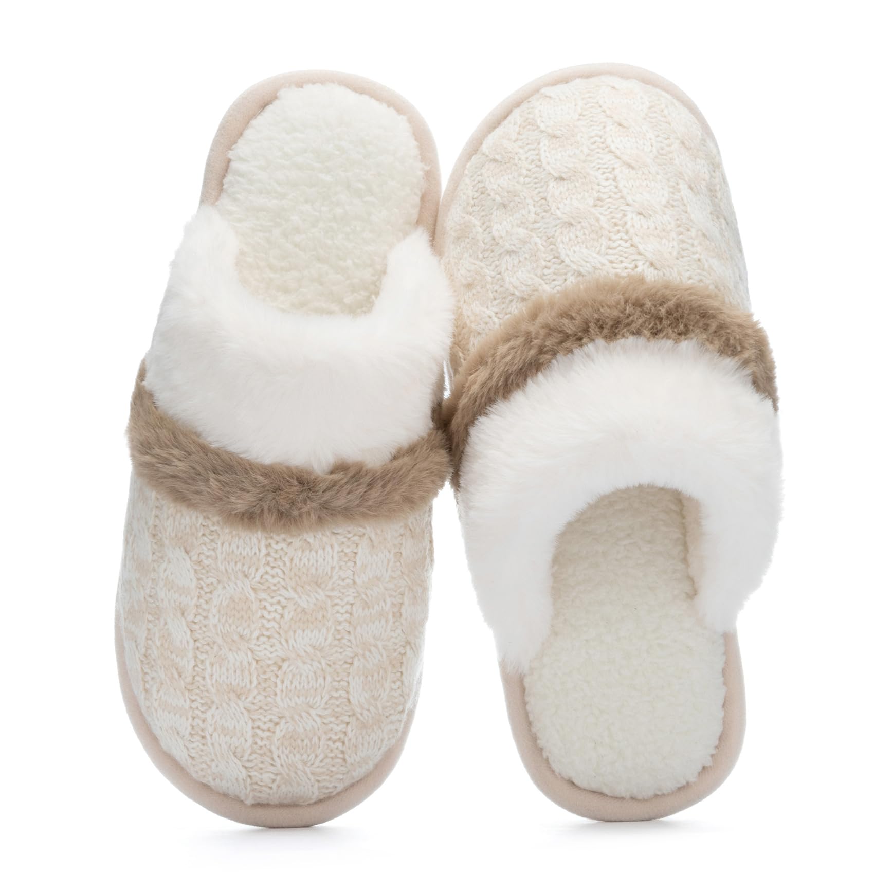 GOEWY Fuzzy Slippers for Women Indoor Outdoor with Memory Foam Cozy Shoes