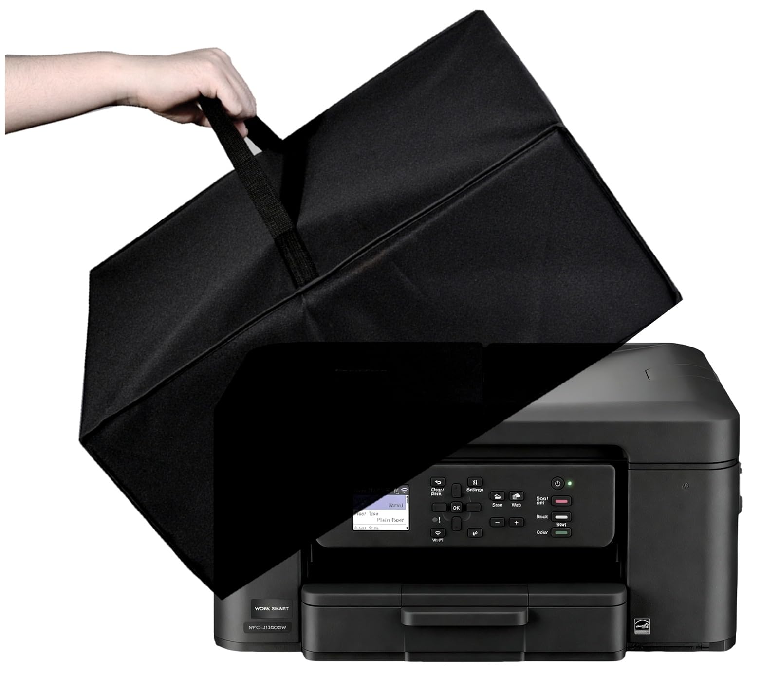Heavy Duty Fabric Water-Resistant Nylon Printer Dust Cover for Brother Work Smart 1360 Wireless Color Inkjet All-in-One Printer (Black)