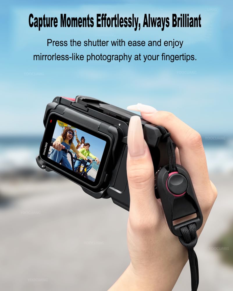 Uchwyt boczny aparatu Xplorer Grip Kit do Insta.360 Ace Pro 2/Ace Pro/Ace, klatka aparatu z interfejsem zimnej stopki i migawką, uchwyt boczny aparatu z interfejsem śrubowym 1/4 (3)