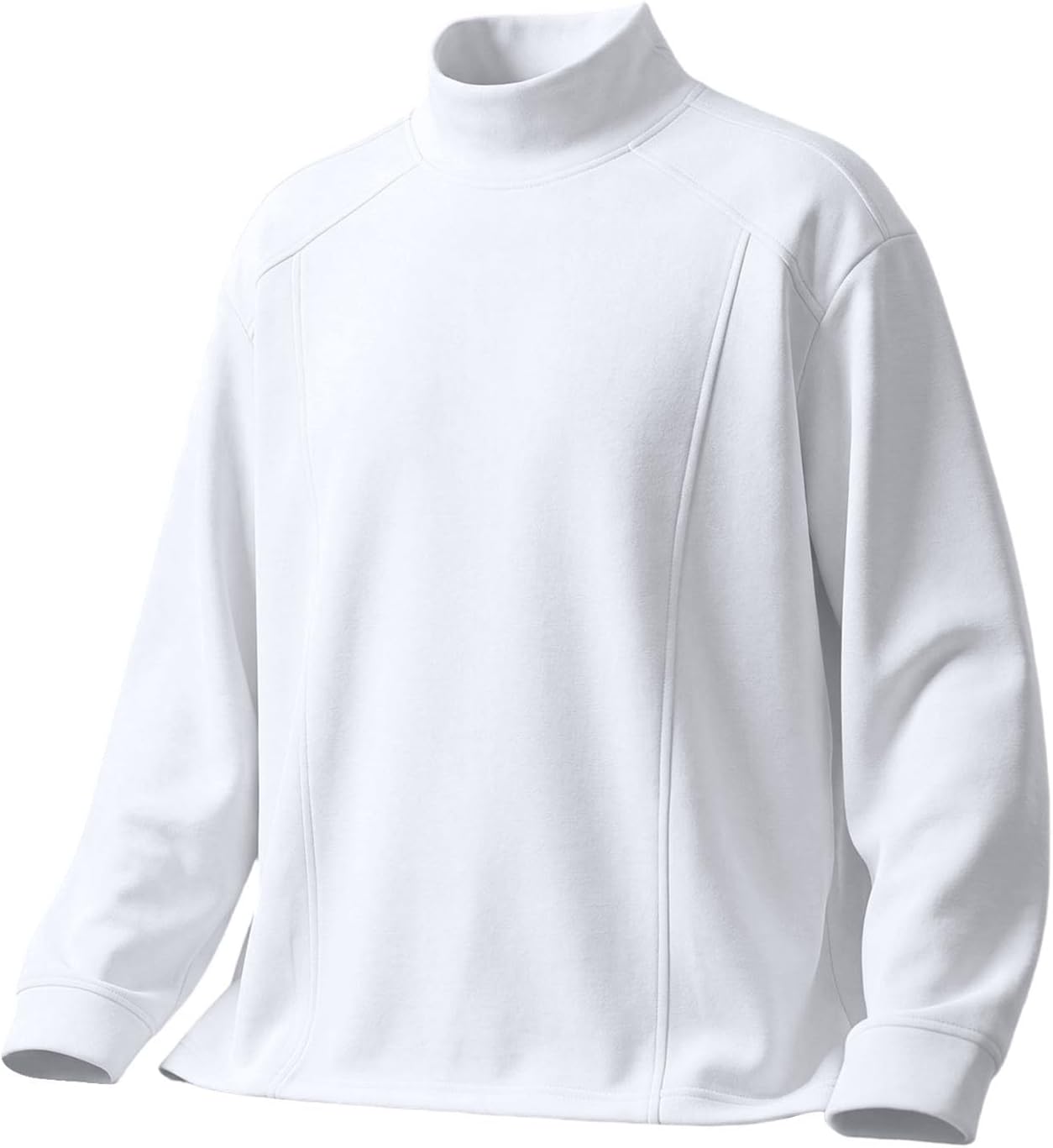 Men's Classic Mock Neck Shirt Long Sleeve Paneled Detail Pullover