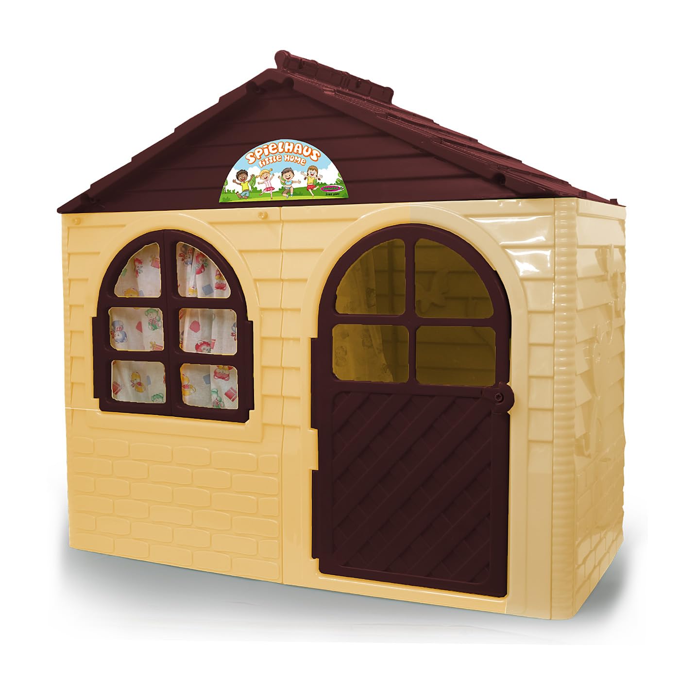 JAMARA 460499 Little Home - Casetta per giochi in plastica robusta, montaggio stabile, facile da pulire, adatta per interni ed esterni, porta/finestra, apertura