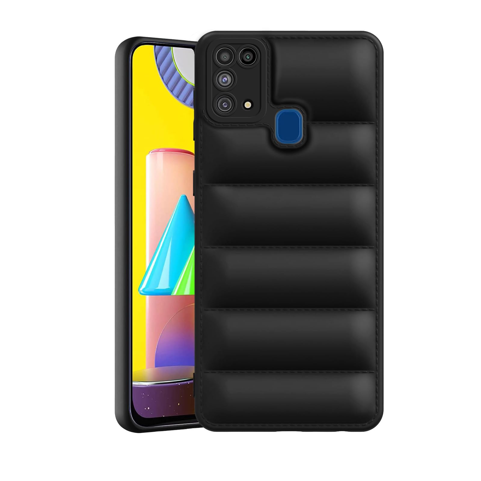 Amazon Brand - Solimo Rubber Puffer Case Camera Protection Soft Back Cover for Samsung Galaxy M31 / F41 / M31 Prime - Black (B0CV4N7GNH) Amazon Price History, Amazon Price Tracker