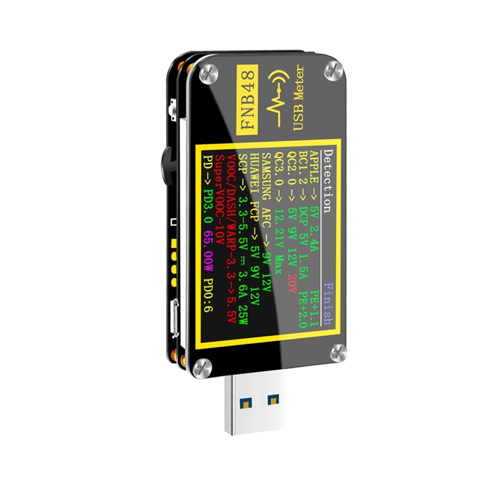 USB Tester FNB48. Ampermeterspannungstrom Voltmeter Qc4 + pd3.0 2.0 pps Schnelles Ladungsprotokollkapazität Trigger-Testmesser