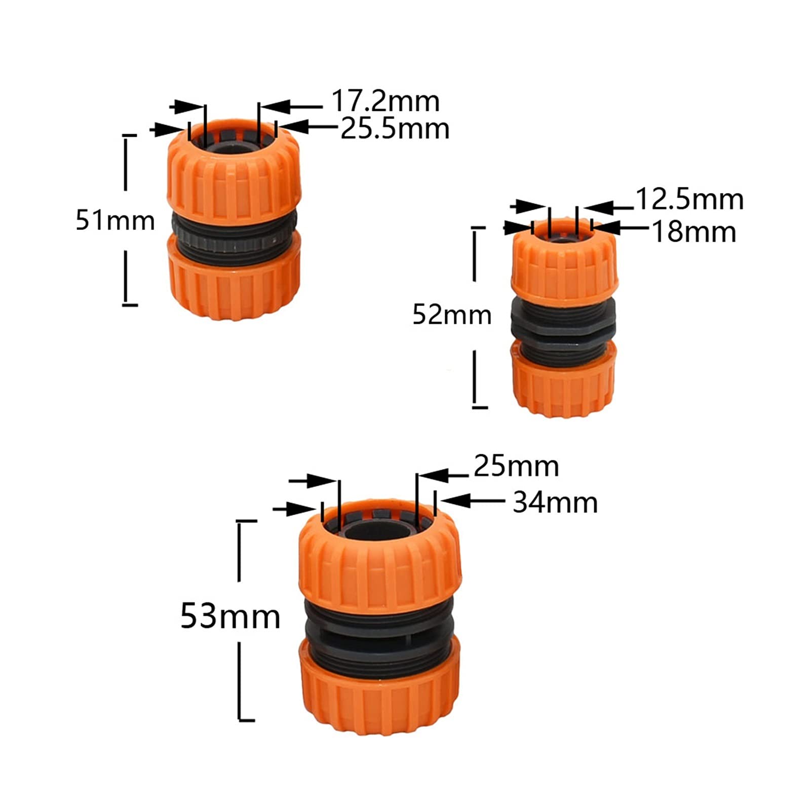 Kit de conectores conjuntos de manguera 25pc 1/2 3/4 1 pulgada Reparación Acoplamiento rápido Reducción de la manguera de jardín 16 mm 20 mm 32 mm Acoplamiento de tubería de agua