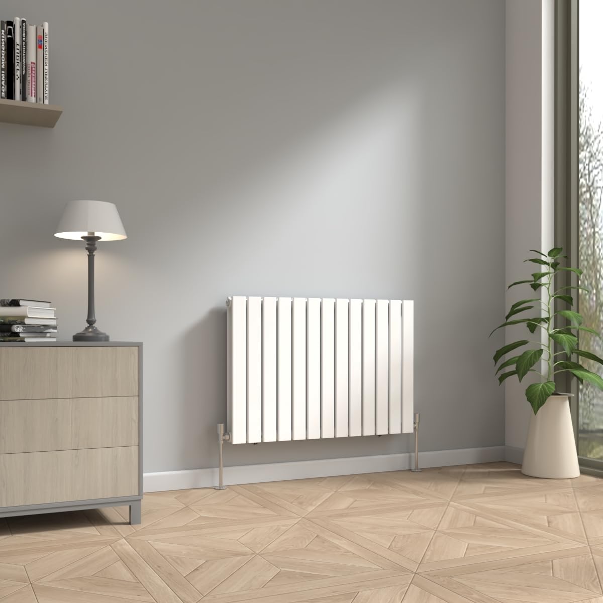 Nrg White 600 X 884Mm Horizontal Radiator Gloss Double Modern Flat Panel Bathroom Central Heating Heater Radiators