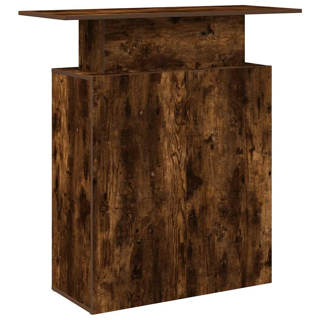 Banco di reception per affumicatura, materiale in legno, 100 x 40 x 104 cm, con scaffale, spazio di archiviazione e ripiano, versatile cassette di ricezione per ufficio, casa, studio e area di