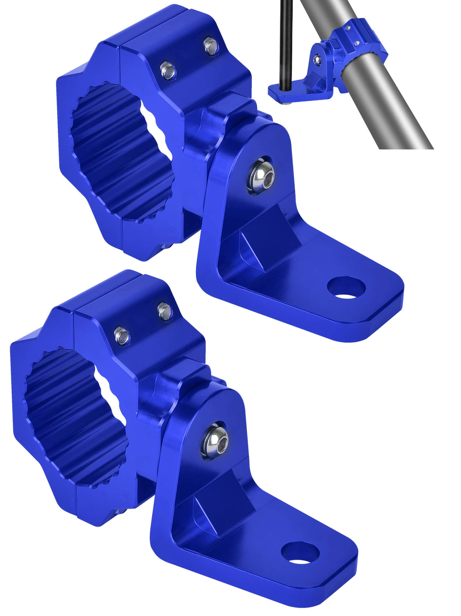 UTV Whip Light Mount, ZIDIYORUO UTV Flag Mounts,2 pcs Chasing Light Mounts Made of Aluminium Alloy, 360Â° Rotating Flag Hole Adjustable to All SXS 1.75" to 2" Roll Cage (Blue)