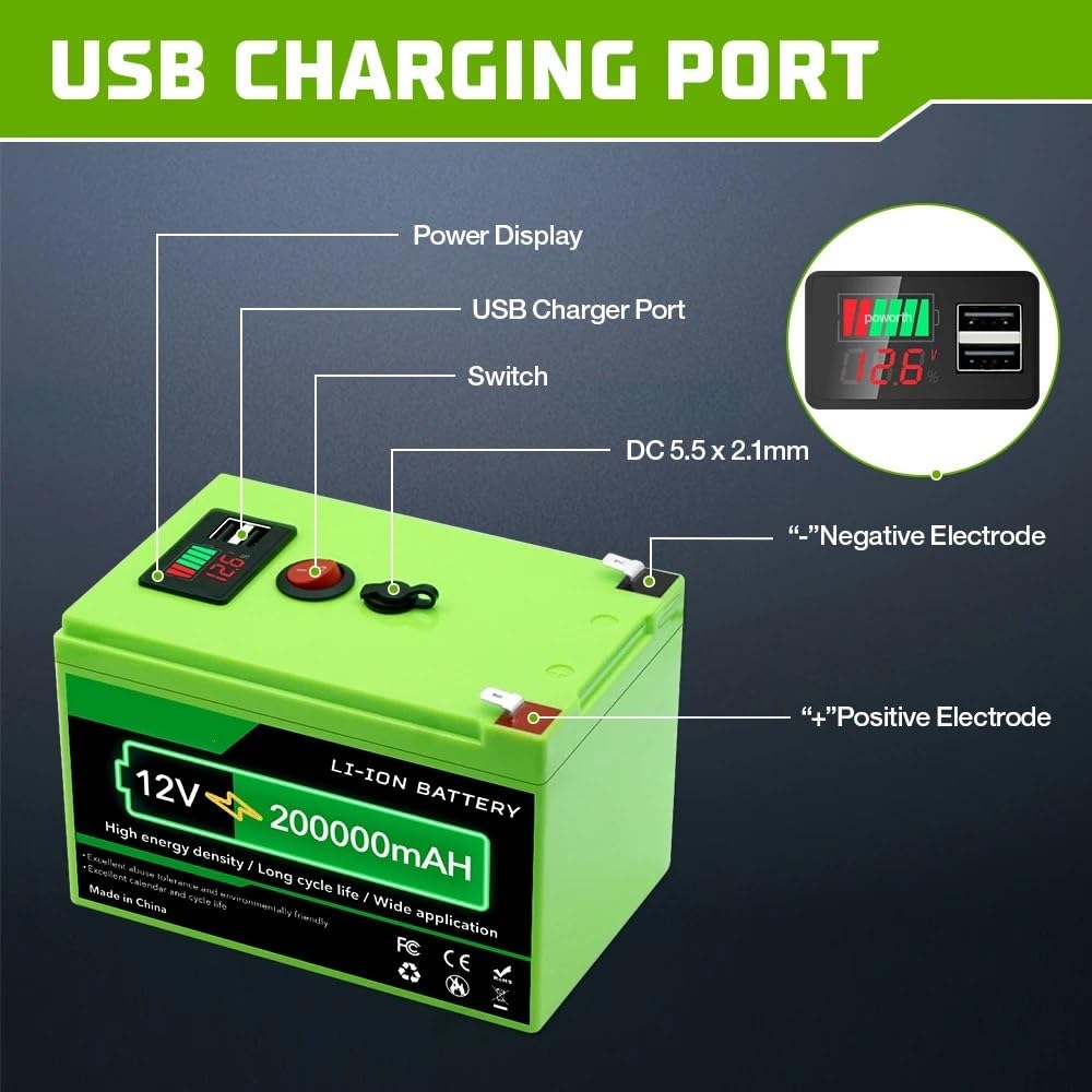 Batteria al litio ricaricabile LiFeP04 da 12 V 200 Ah, ciclo profondo(12V 180Ah LiFePO4)