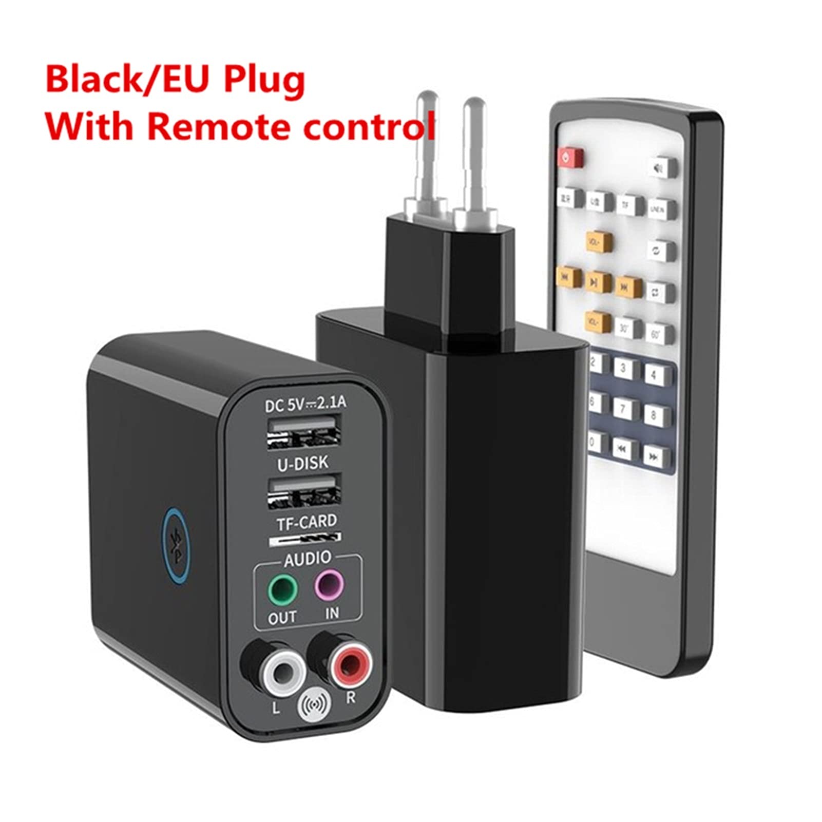 Adaptateur audio Bluetooth 5.0 Audio Récepteur Émetteur Stéréo Adaptateur Sans Fil TF/U Lecture de Disque Rapide USB Charge pour Écouteurs Application TV IR Contrôle (Couleur : Blanc)