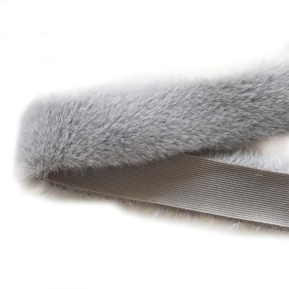 Rockreyoa Pack of 5 1 m Faux Fur Border Faux Fur Ribbon Plush Trim Plush Ribbon Decorative Ribbon Colourful Faux Fur Ribbon Trimmings for DIY Craft Props Slippers Collar Decoration Grey 6 cm
