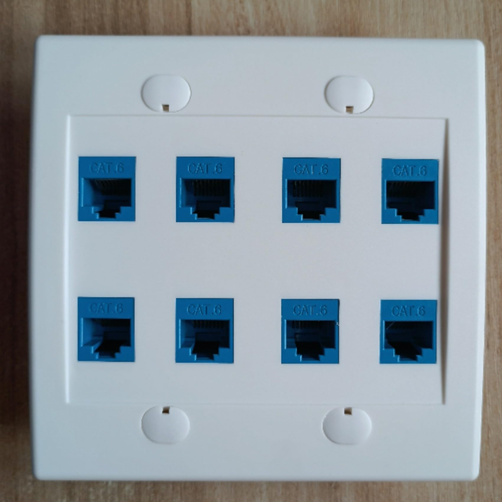 4X Plaque Murale Ethernet 8 Ports - Double Gang Cat6 RJ45 Jack Câble Réseau Façade à - Bleu
