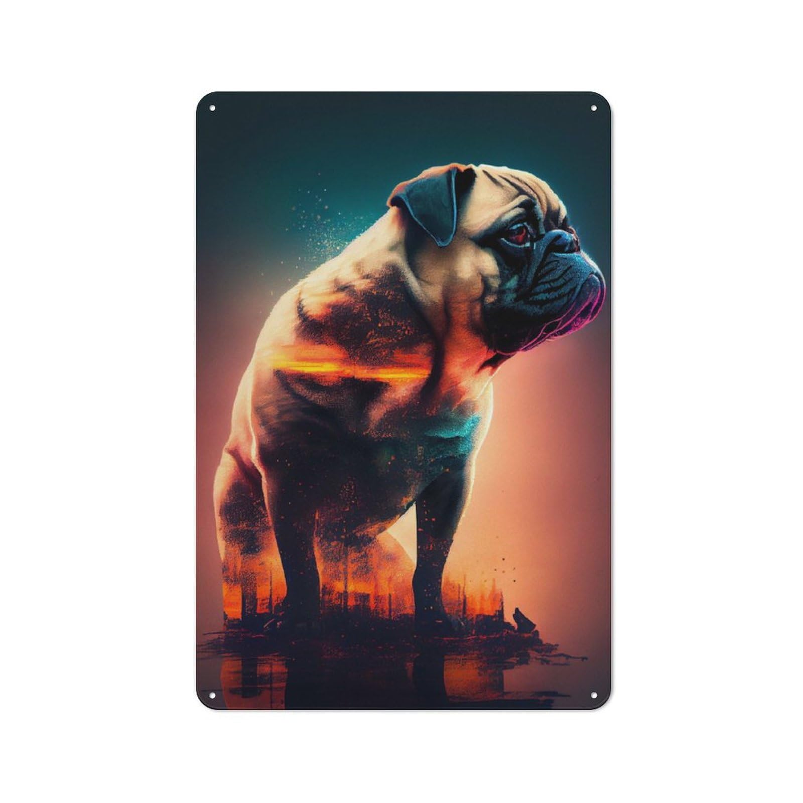 Junmoney Pug Dog Metal Wall Sign 30X20cm Featuring For Home Bar Wall, Housewarming Present For People Styling Home Bar