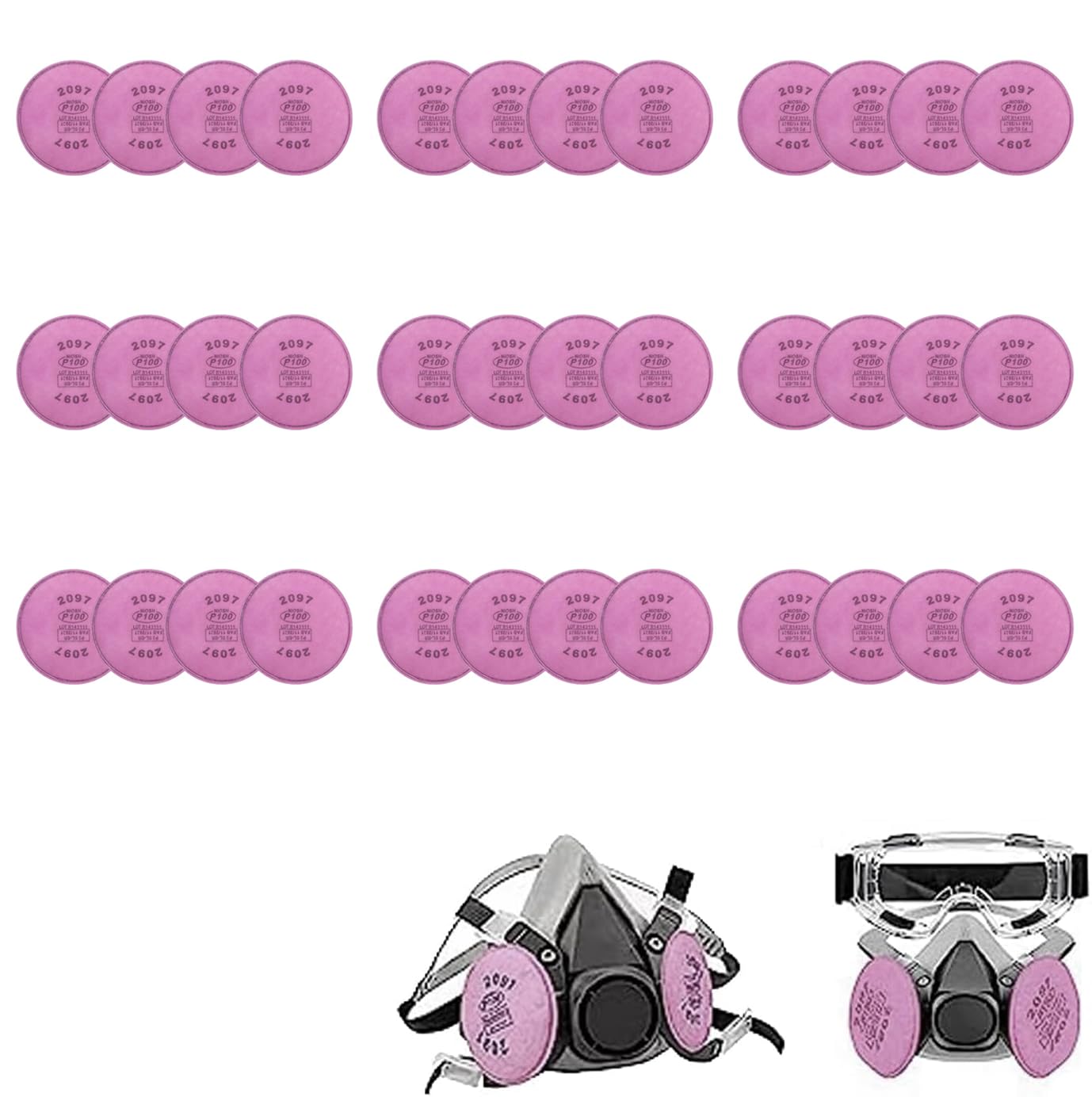 12pcs 2097 Filters for Respirator, Particulate Filter Cotton for P100 Filter Holders Filter Retainer Replacement for 6000 6200 6800 7000 FF-4 Series Breathing Mask for Against Dust (2097-12pcs) — view 10