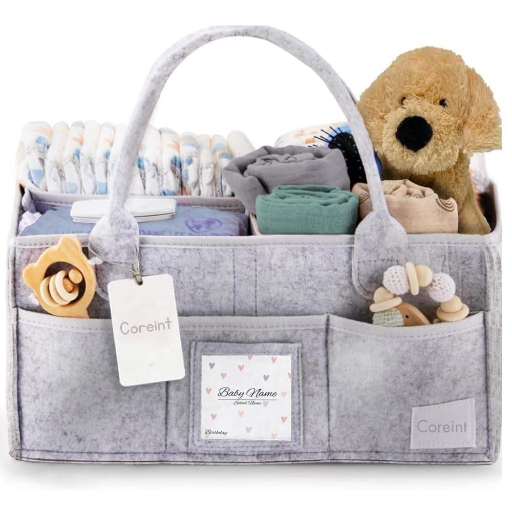Coreint Nappy Caddy Organiser Large,Diaper Caddy,Unique Stylish Baby Shower Gifts For Mum Nursery Storage Basket - New Born Gifts -,Newborn Essentials - Nursery Decor- Baby Accessories