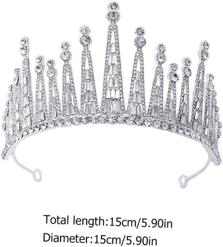 SUPVOX Baroque Rhinestone Crown Headdress Silver Tiara Hair Ornament for Bride Wedding Party Elegant Headpiece Accessory
