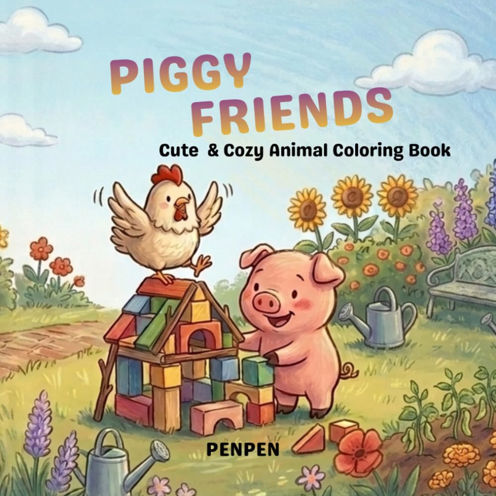 Cute Animal Coloring book: Fun & Easy Coloring Pages for kids Ages 3- 8