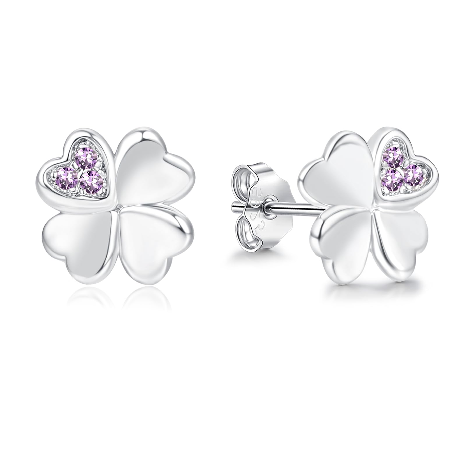 Ohrstecker Silber 925, Hypoallergen 925 Sterling Silber Kleeblatt Ohrringe Stecker für Mädchen Damen Kinder, 8mm Kleine Süße Kleeblatt Ohrstecker, Ohrschmuck Kommt in Schmuck Geschenk Box