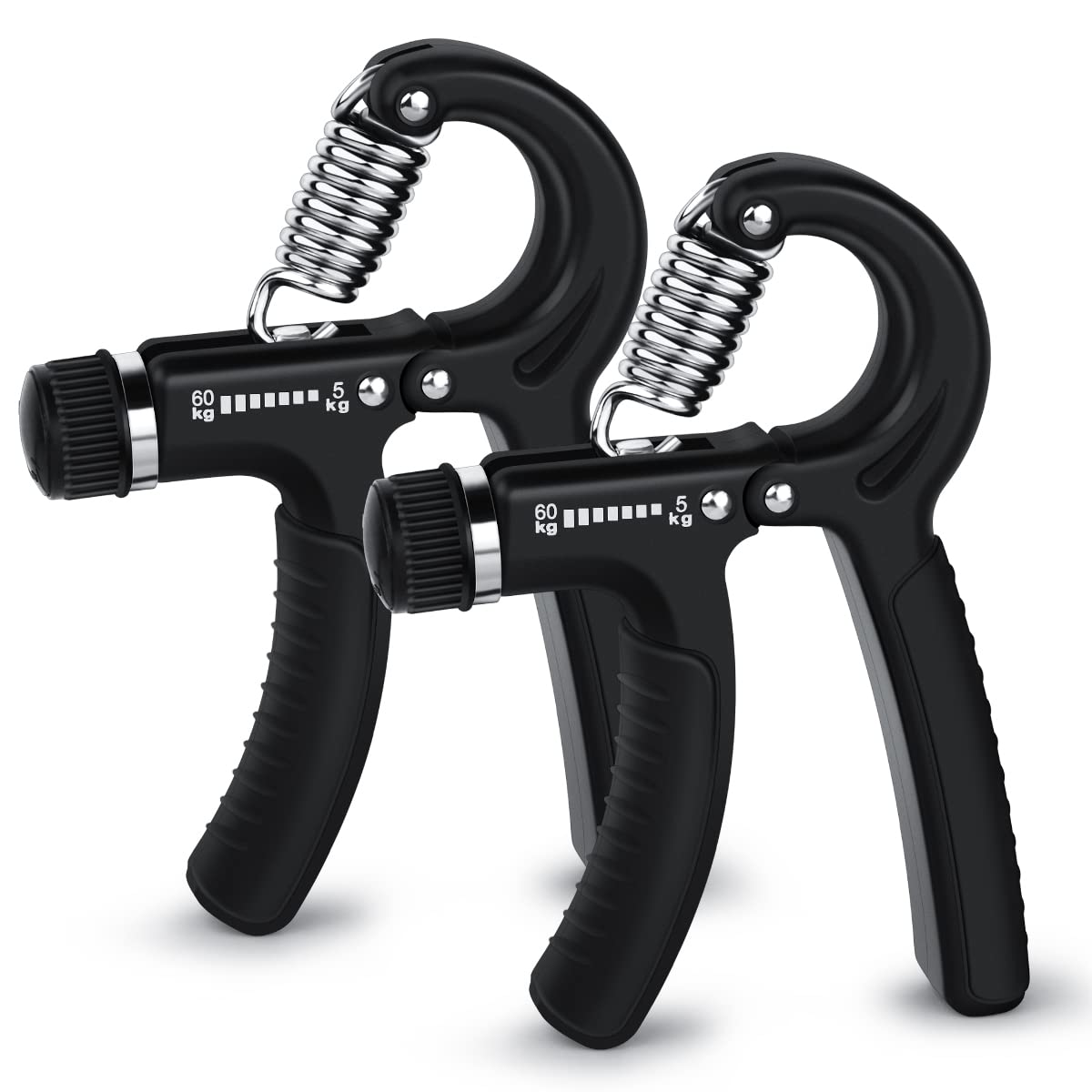 2 Pcs Hand Grip Strengthener Exerciser Hand Workout Squeezer, Adjustable Resistance 11-132 lbs Forearm Exerciser (5-60kg), Finger Stretcher for Home Gym Athlete Muscle Building and Hand Rehabilitation Exercising (Black)