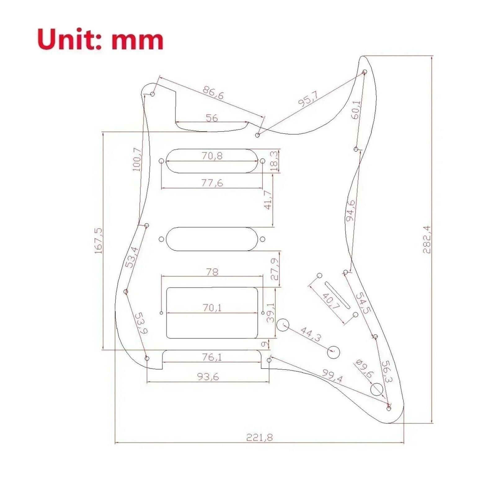Pickup Per Battipenna Pre-cablato Battipenna Caricato Precablato SSH | Con pickup Humbucker a bobina divisa per parti di ricambio per chitarra elettrica(3/4)
