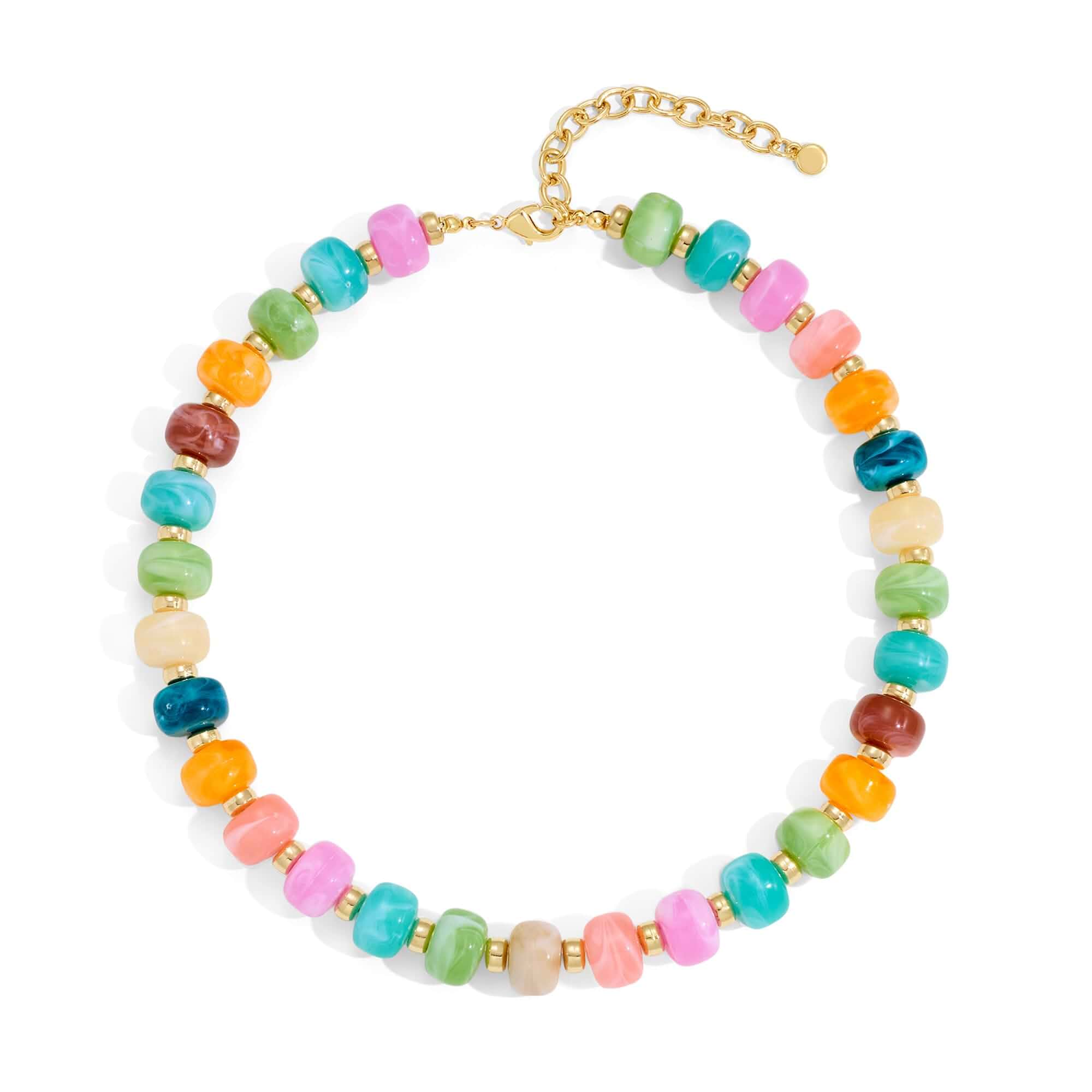 YUJIE Chunky Heart Pendant Necklace for Women- Exaggerated Statement Puff Heart Necklace with Acrylic Beaded Chain