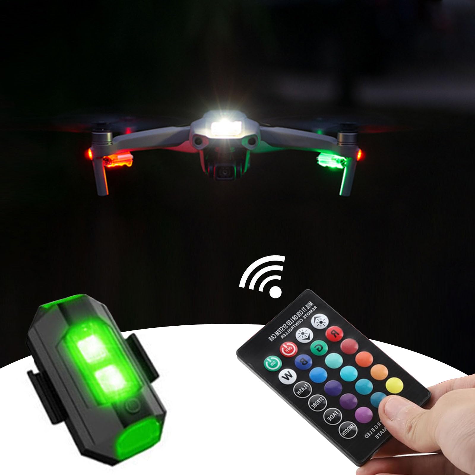 JinRui-T 4PCS LED Drone Strobe Light with Remote Wireless LED Strobe Light 16 Colors USB Rechargeable Flashing Lights Drone Anti-Collision Lighting for Car Motorcycle Aircraft RC Boat Dirt Bike - Image 4