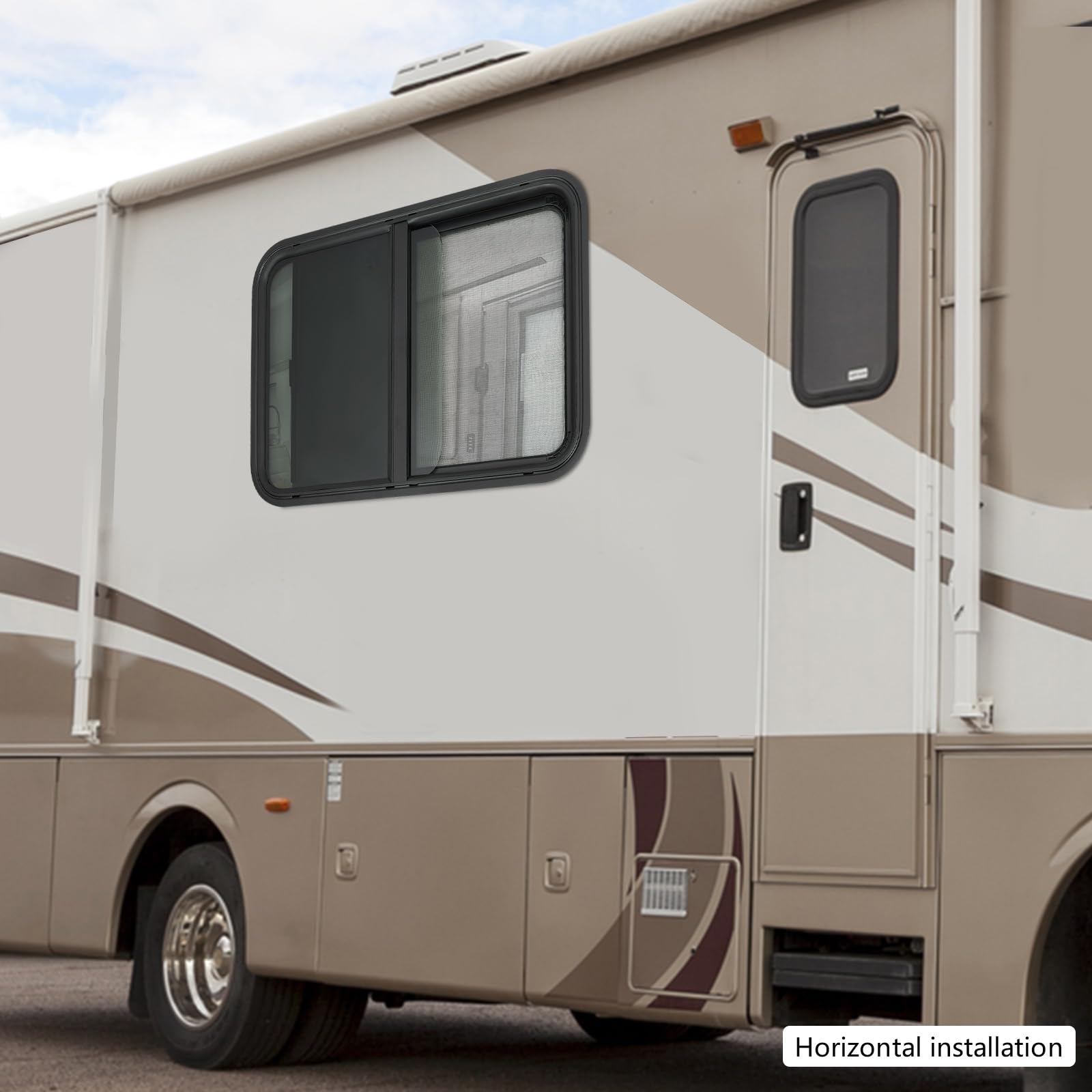 Camper Fenster mit Fliegengitter, 76.2x50.8cm Schiebefenster Wohnwagen Fenster Ausstellfenster Wohnwagen Schiebefenster mit Insektenschutz Sonnenschutz für Camper Wohnmobile Baufahrzeuge Marine