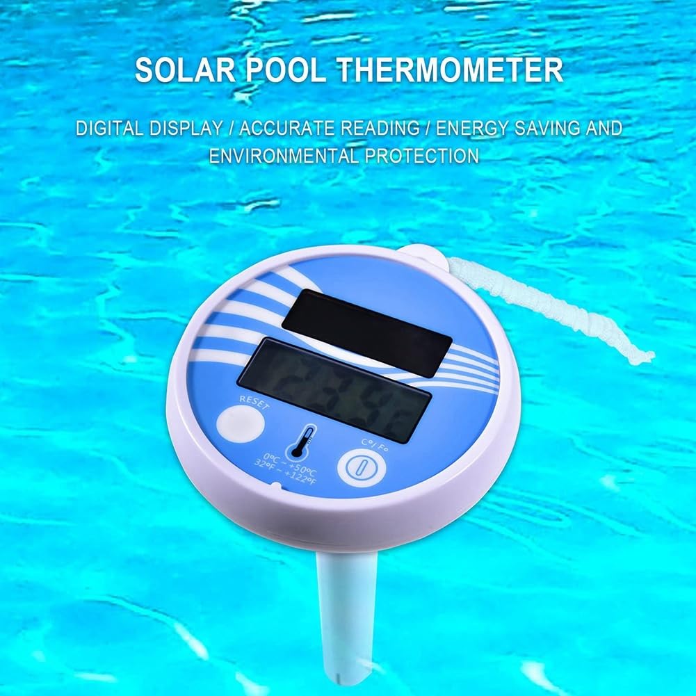 Pasuihcay Floating Pool Thermometer Wireless - Swimming Pool Temperature Thermometer Easy Read, Solar Digital Pool Thermometer, White