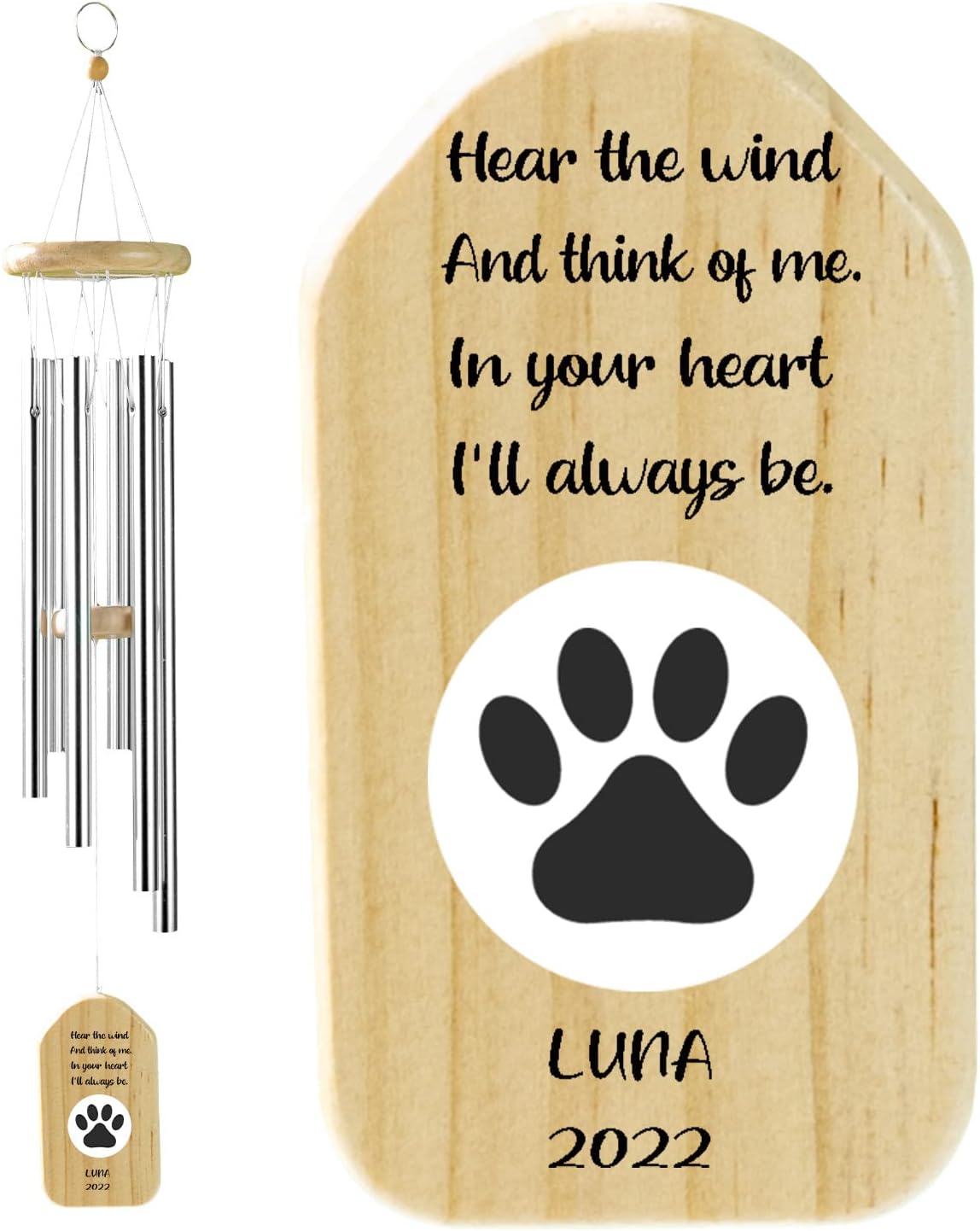 Amazon.com : Personalized Pet Memorial Wind Chime - Custom Cat Dog ...