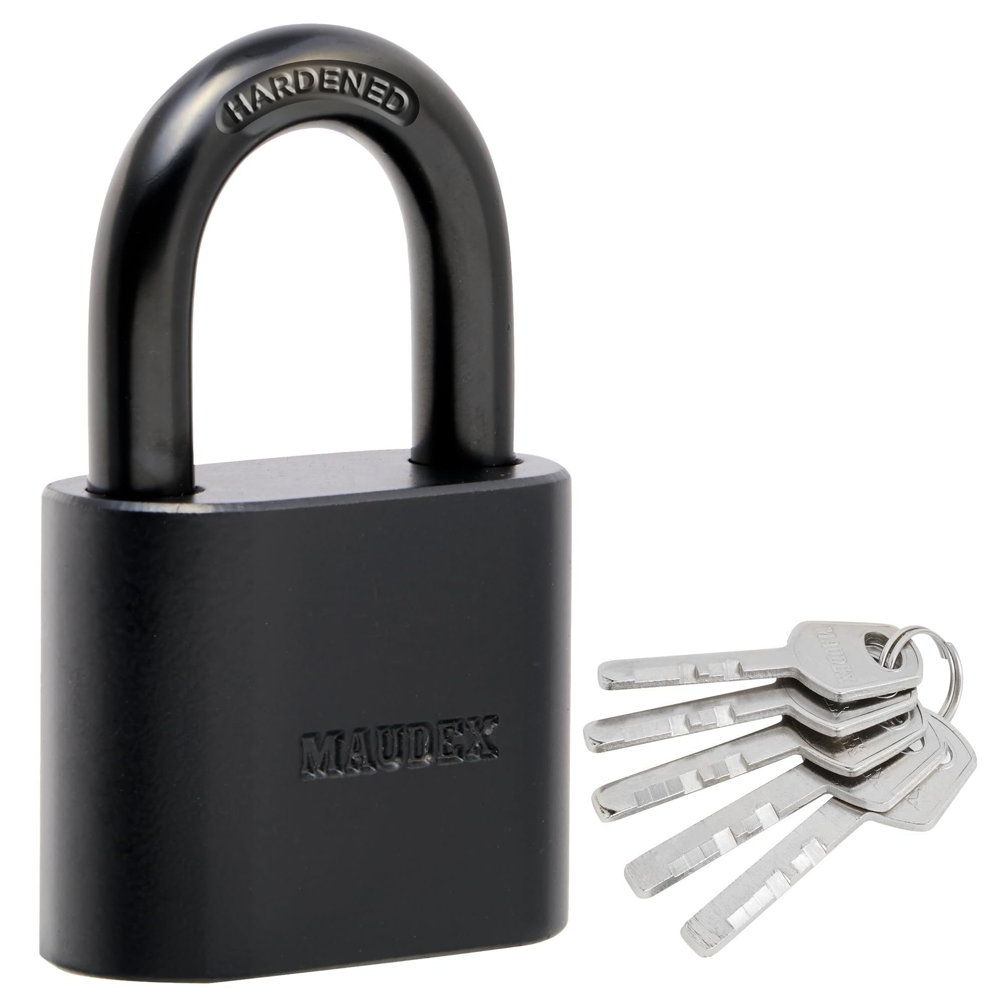 Maudex® PBK40 Padlock, All-Weather Protection with 5 Keys, Brass Cylinder, Weather-Resistant Coating for Outdoor Shed Gate