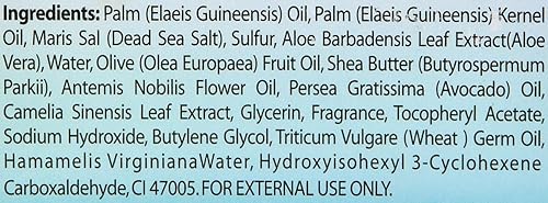Vista 9 de Natural Elephant Barra de jabón de azufre del Mar Muerto Jabón aclarante facial y corporal con sal del mar muerto y aloe vera 4.4 oz (125 g)