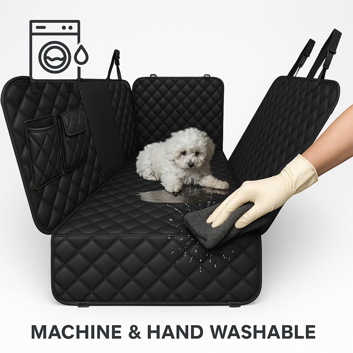 fidozen Dog Car Seat Cover for Back Seat with Visual Mesh Window - 100% Waterproof & Scratchproof 600D Oxford Dog Hammock for Car, Truck, SUV - Non-Slip Pet Seat Cover with Side Flaps, Universal Fit - image 2