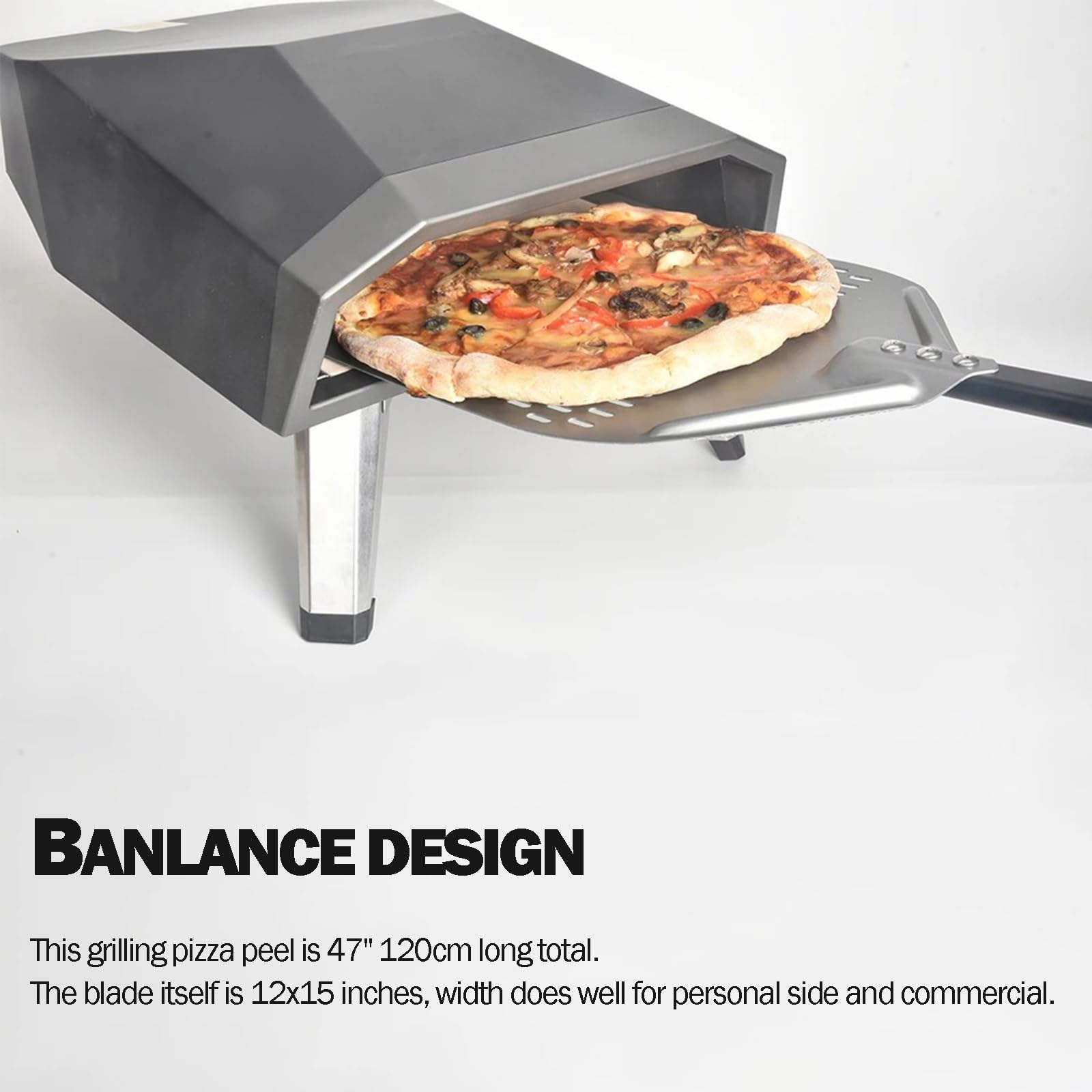 Vivo Technologies Pelle à pizza perforée en aluminium de 30,5 cm avec long manche pour soulever la pizza, pelle à pizza antiadhésive pour boulangerie professionnelle, pizza, pain